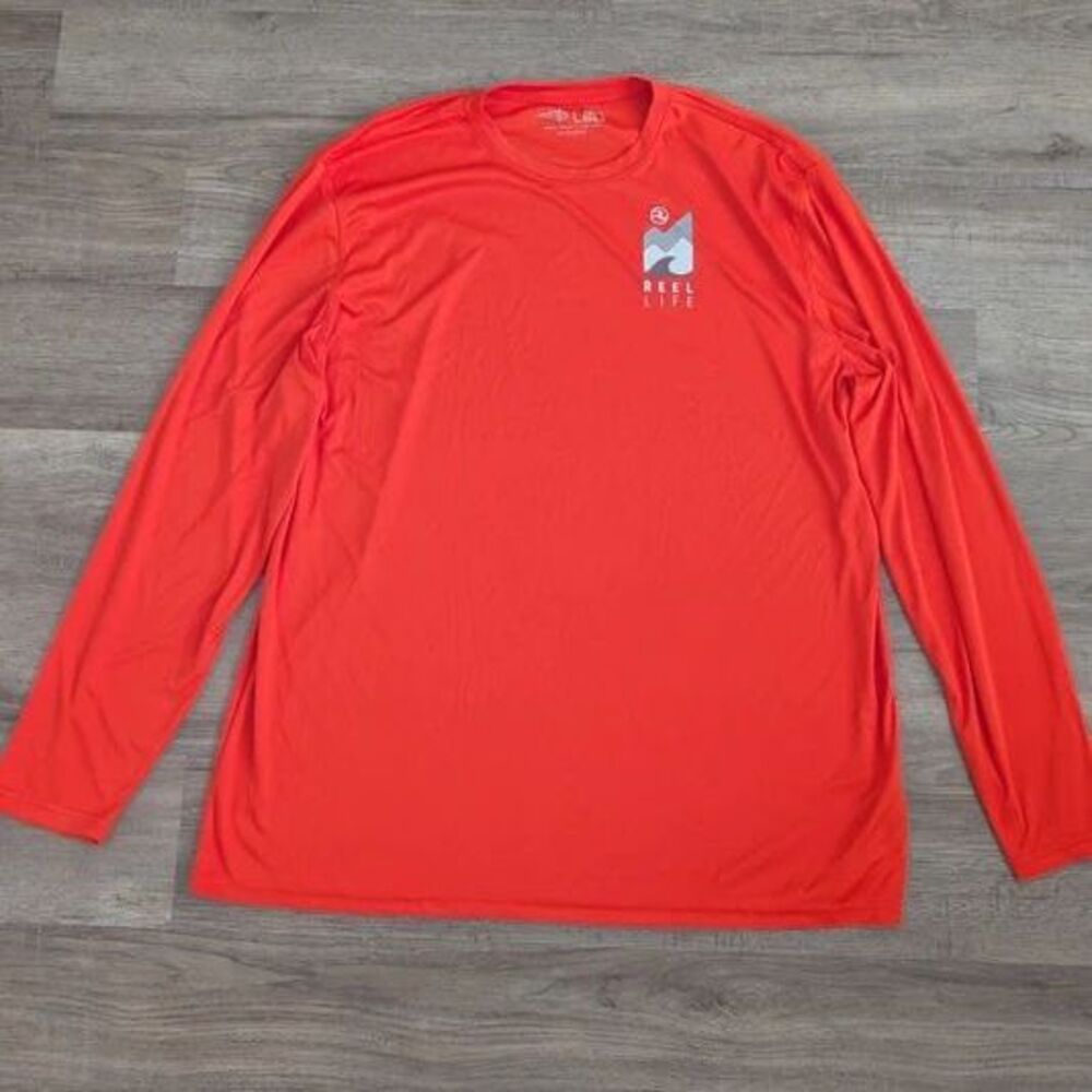 Reel Life UV UPF Sun Shirt Long Sleeve Fishing Beach Moisture Wicking XXL Orange